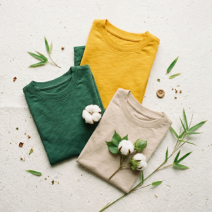 Lot de trois t-shirts basiques pour enfant en fibres naturelles aux couleurs minérales
